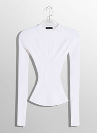 WHITE FITTED KNIT TOP