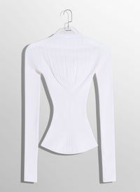 WHITE FITTED KNIT TOP