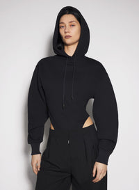 BLACK FLEECE HOODIE BODYSUIT