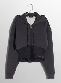 BLACK CORSETED HOODIE