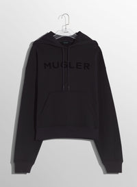 BLACK MUGLER LOGO HOODIE