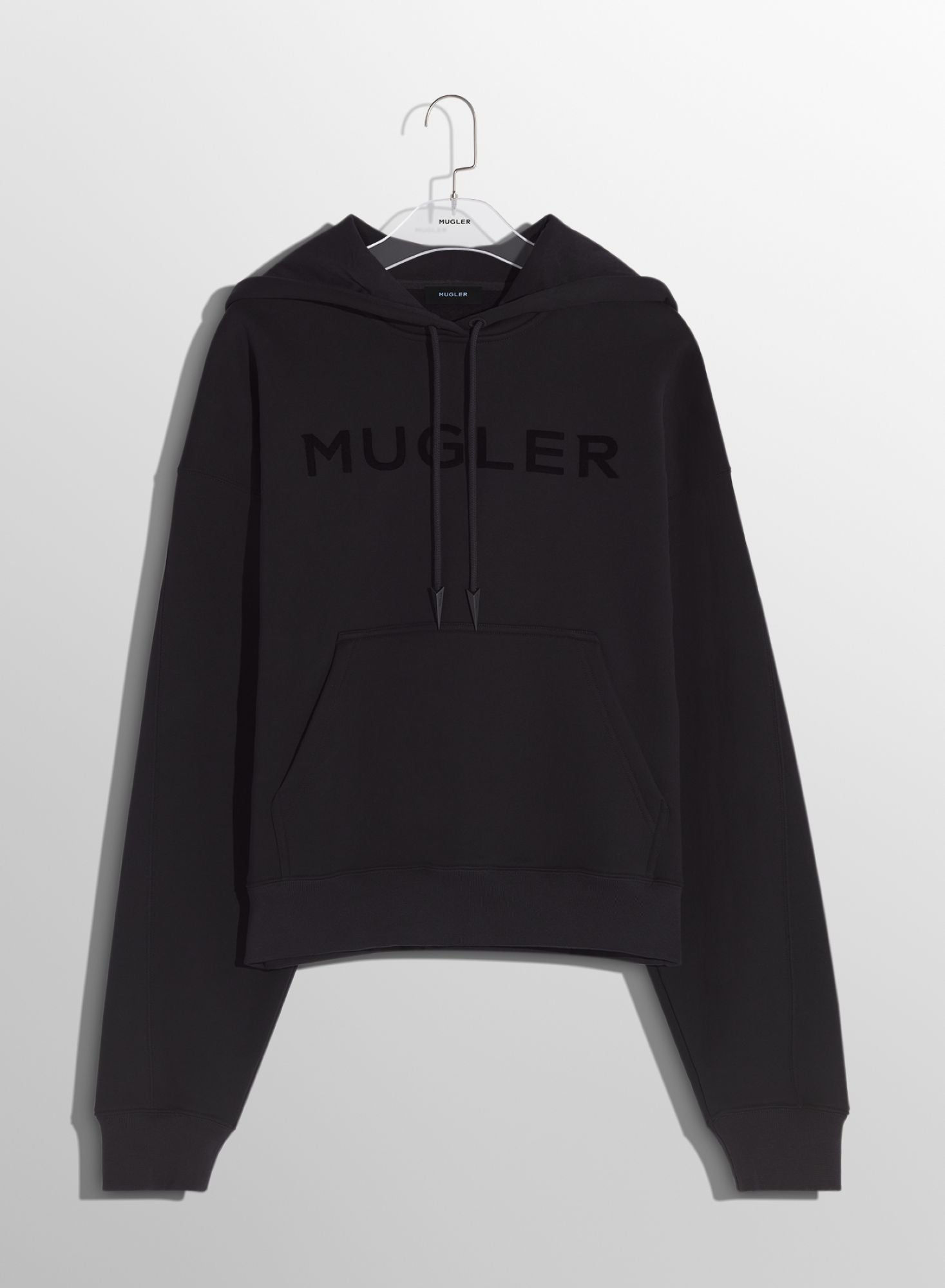 BLACK MUGLER LOGO HOODIE