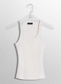 WHITE PIERCED TANK TOP