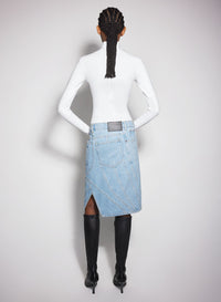 WASHED BLACK SPIRAL DENIM SKIRT