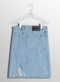 WASHED BLACK SPIRAL DENIM SKIRT