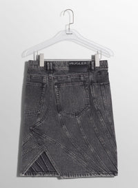 WASHED BLACK SPIRAL DENIM SKIRT