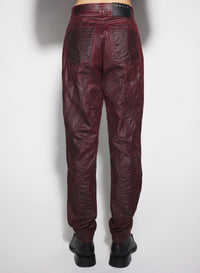 VAMPIRE RED WAXED SPIRAL BAGGY JEANS