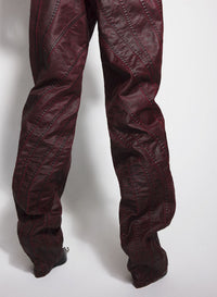 VAMPIRE RED WAXED SPIRAL BAGGY JEANS