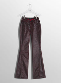 VAMPIRE RED WAXED DENIM PANTS