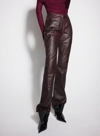 VAMPIRE RED WAXED DENIM PANTS