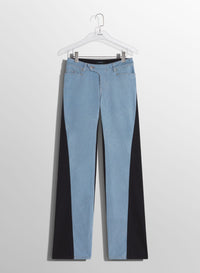 BLUE BI-COLOR STRAIGHT LEG JEANS