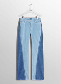 BLUE BI-COLOR STRAIGHT LEG JEANS