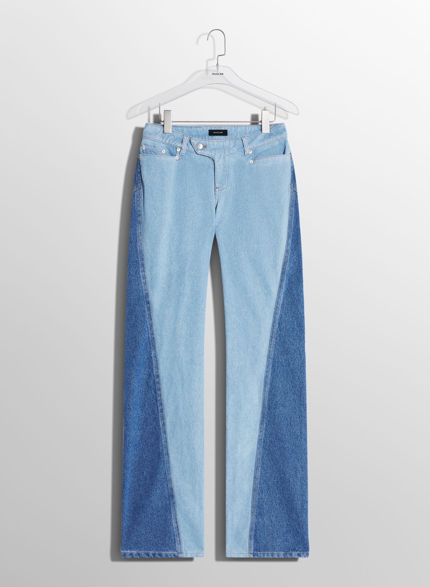 BLUE BI-COLOR STRAIGHT LEG JEANS