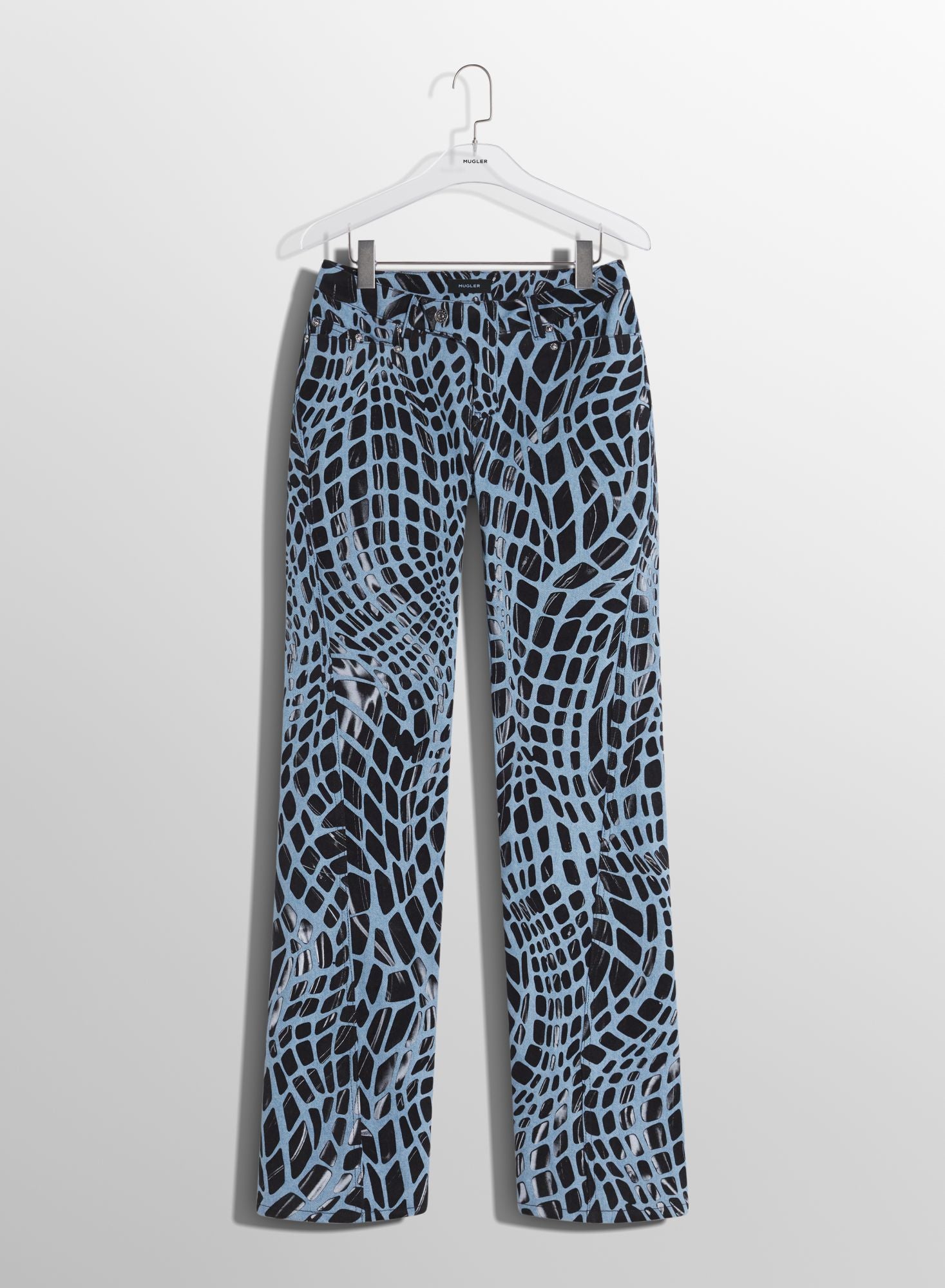 BLACK VELVET PRINT STRAIGHT LEG JEANS