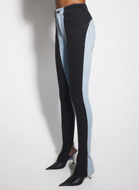 BLUE BI-COLOR SKINNY JEANS