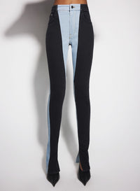 BLUE BI-COLOR SKINNY JEANS