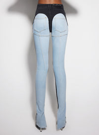 BLUE BI-COLOR SKINNY JEANS