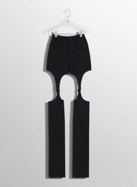 BLACK BUCKLED CHAPS SKINNY JEANS