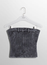 BLUE SPIRAL DENIM BUSTIER