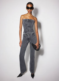 BLUE SPIRAL DENIM BUSTIER