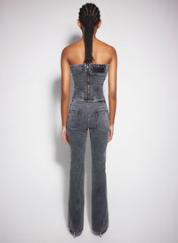 BLUE SPIRAL DENIM BUSTIER