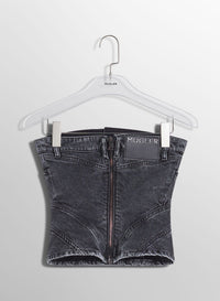 BLUE SPIRAL DENIM BUSTIER