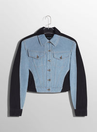 BLUE BI-COLOR DENIM JACKET