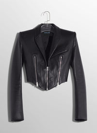 BLACK ZIPPED LEATHER JACKET