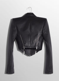 BLACK ZIPPED LEATHER JACKET