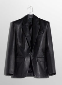 BLACK PIERCED TAILORED LEATHER JACKET