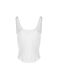 BLACK CORSETED TANK TOP