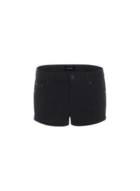 BLACK MICRO DENIM SHORTS