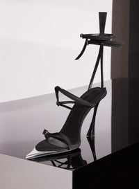 STRAPPY BLACK SUEDE FANG 95 SANDALS