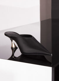 BLACK LEATHER FANG 55 MULES