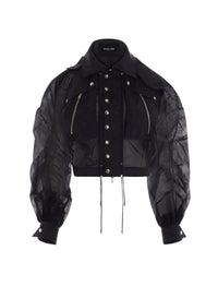 BLACK SHEER BOMBER JACKET