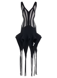 BLACK SHEER SPIKE DRESS