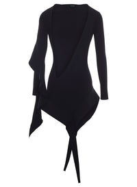 BLACK ASYMMETRIC KNITTED DRESS
