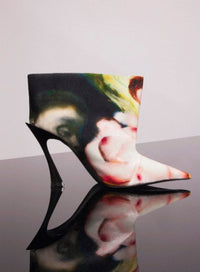 MUGLER X AMBERA WELLMANN PRINTED VELVET FANG 95 ANKLE BOOTS