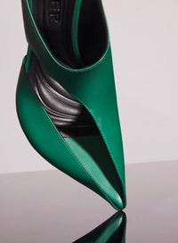 JADE GREEN LEATHER FANG 95 CUT-OUT MULE