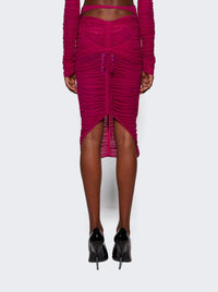 MAGENTA RUCHED MESH SKIRT