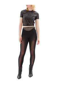 BLACK SHINY SEQUIN CROP TOP