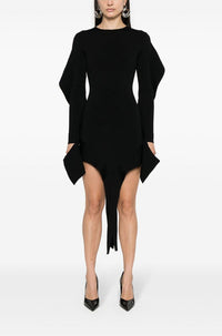 BLACK ASYMMETRIC KNITTED TOP