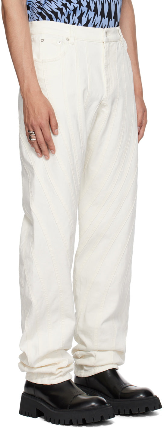 WHITE SPIRAL BAGGY JEANS