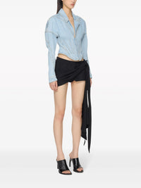 LIGHT BLUE TAILORED CORSET DENIM JACKET