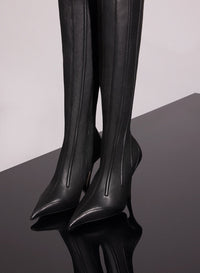 BLACK BONED LEATHER FANG 95 BOOTS