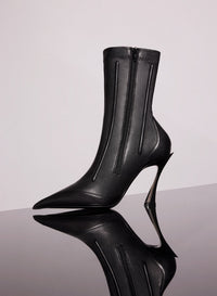 NUDE BONED LEATHER FANG 95 ANKLE BOOTS