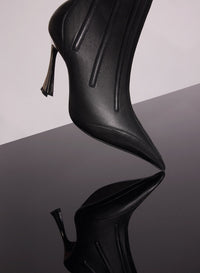 NUDE BONED LEATHER FANG 95 ANKLE BOOTS