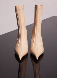 NUDE BONED LEATHER FANG 95 ANKLE BOOTS