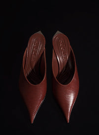 DARK BROWN LEATHER FANG 55 MULES