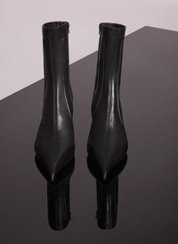 NUDE BONED LEATHER FANG 55 ANKLE BOOTS